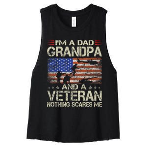 IM A Dad Grandpa And Veteran Fathers Day Papa Grandpa Gifts Women's Racerback Cropped Tank