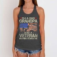 IM A Dad Grandpa And Veteran Fathers Day Papa Grandpa Gifts Women's Knotted Racerback Tank