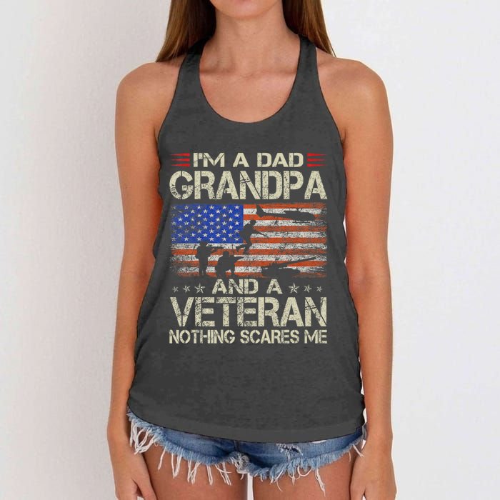 IM A Dad Grandpa And Veteran Fathers Day Papa Grandpa Gifts Women's Knotted Racerback Tank