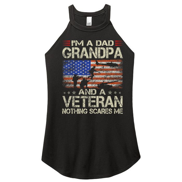 IM A Dad Grandpa And Veteran Fathers Day Papa Grandpa Gifts Women's Perfect Tri Rocker Tank