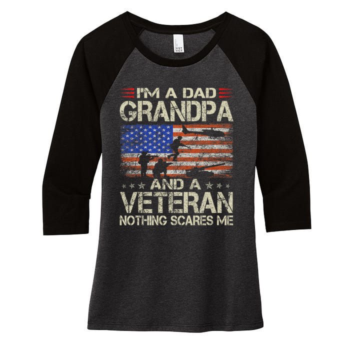 IM A Dad Grandpa And Veteran Fathers Day Papa Grandpa Gifts Women's Tri-Blend 3/4-Sleeve Raglan Shirt