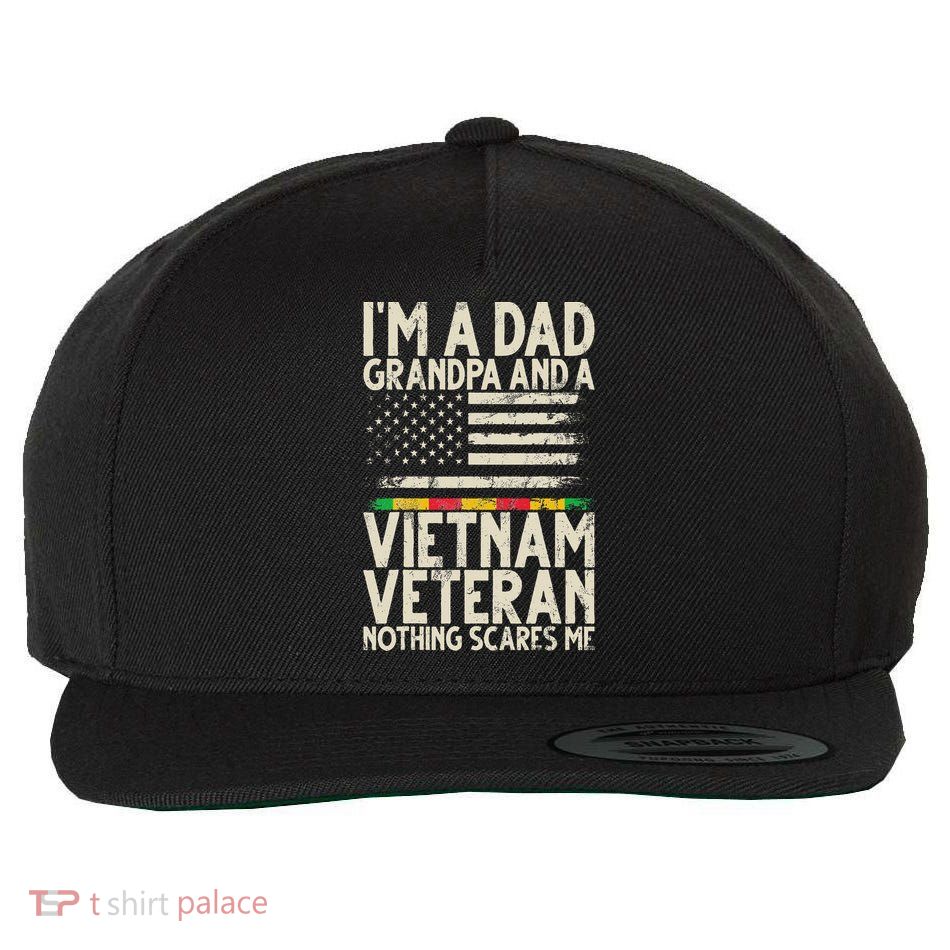 I'm A Dad Grandpa And A Vietnam Veteran Nothing Scares Me Wool Snapback Cap