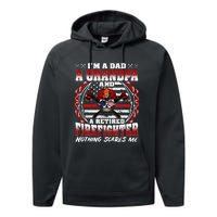 I'm A Dad Grandpa And A Retired Firefighter Grandfather Gift Performance Fleece Hoodie