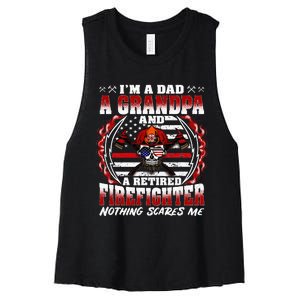 I'm A Dad Grandpa And A Retired Firefighter Grandfather Gift Women's Racerback Cropped Tank