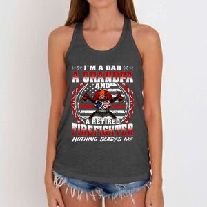 I'm A Dad Grandpa And A Retired Firefighter Grandfather Gift Women's Knotted Racerback Tank