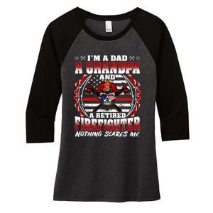 I'm A Dad Grandpa And A Retired Firefighter Grandfather Gift Women's Tri-Blend 3/4-Sleeve Raglan Shirt