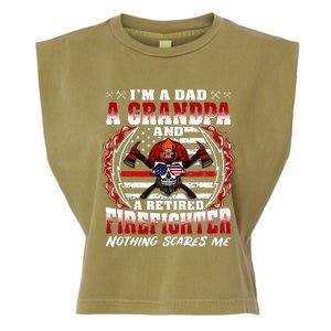 I'm A Dad Grandpa And A Retired Firefighter Grandfather Gift Garment-Dyed Women's Muscle Tee