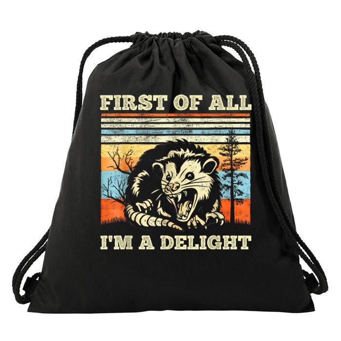 Im A Delight Sarcastic Angry Opossum Possum Drawstring Bag