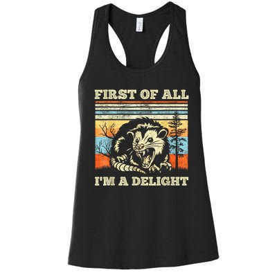 Im A Delight Sarcastic Angry Opossum Possum Women's Racerback Tank