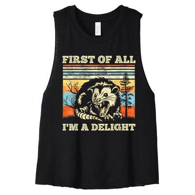 Im A Delight Sarcastic Angry Opossum Possum Women's Racerback Cropped Tank