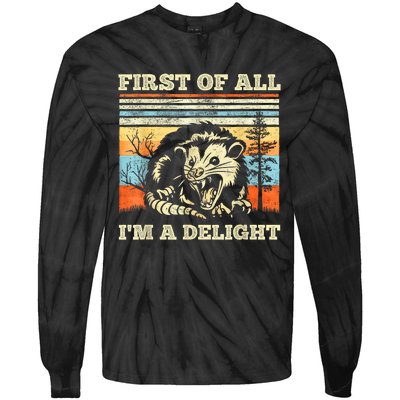 Im A Delight Sarcastic Angry Opossum Possum Tie-Dye Long Sleeve Shirt