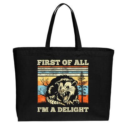 Im A Delight Sarcastic Angry Opossum Possum Cotton Canvas Jumbo Tote