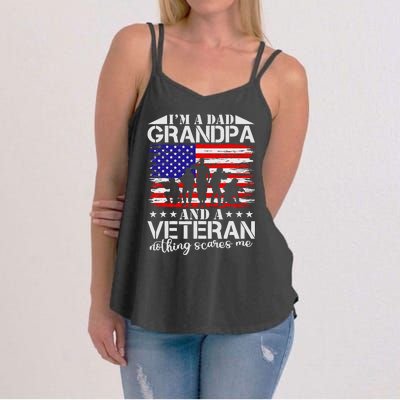 I'm A Dad Grandpa and Veteran Nothing Scares me Father's Day Women's Strappy Tank