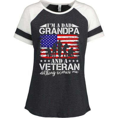 I'm A Dad Grandpa and Veteran Nothing Scares me Father's Day Enza Ladies Jersey Colorblock Tee