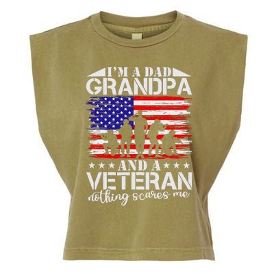 I'm A Dad Grandpa and Veteran Nothing Scares me Father's Day Garment-Dyed Women's Muscle Tee