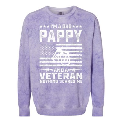 I'm a Dad Pappy and a Veteran nothing scares me Funny Gifts Colorblast Crewneck Sweatshirt