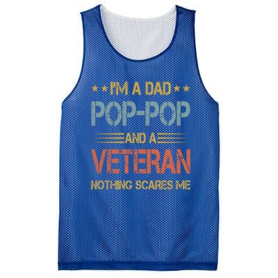 IM A Dad Poppop And Veteran Fathers Day Papa Grandpa Funny Gift Mesh Reversible Basketball Jersey Tank