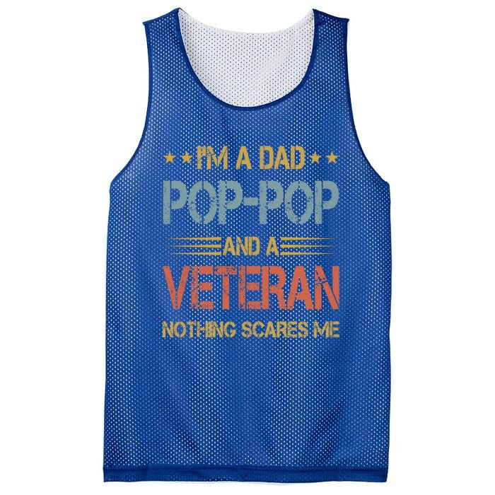 IM A Dad Poppop And Veteran Fathers Day Papa Grandpa Funny Gift Mesh Reversible Basketball Jersey Tank