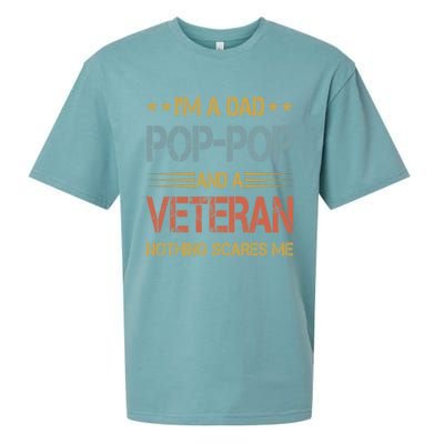 IM A Dad Poppop And Veteran Fathers Day Papa Grandpa Funny Gift Sueded Cloud Jersey T-Shirt