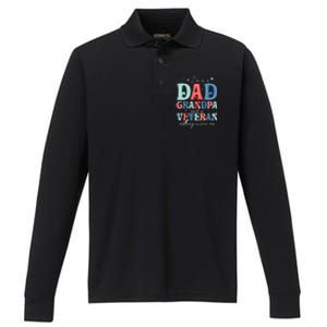 IM A Dad Grandpa And A Veteran Nothing Scares Me Performance Long Sleeve Polo