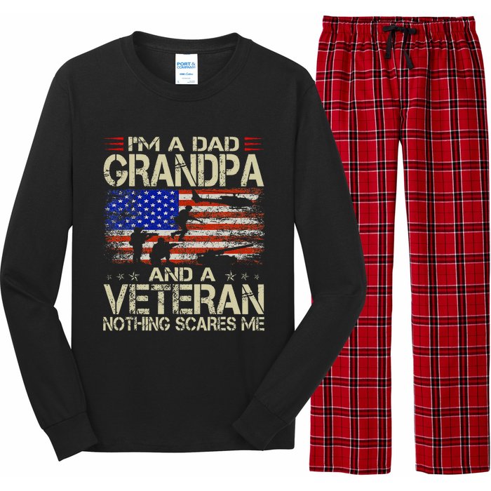 IM A Dad Grandpa And Veteran Funny Retro Papa Grandpa Long Sleeve Pajama Set