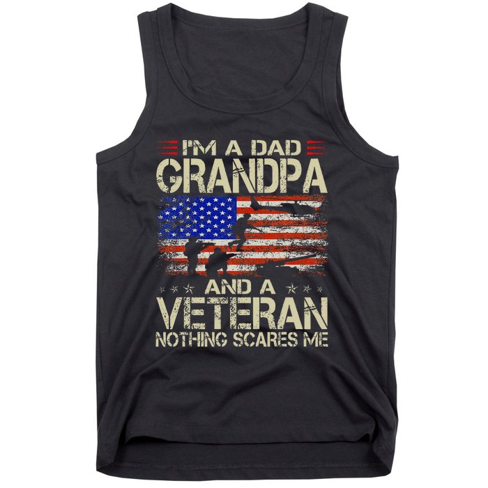 IM A Dad Grandpa And Veteran Funny Retro Papa Grandpa Tank Top