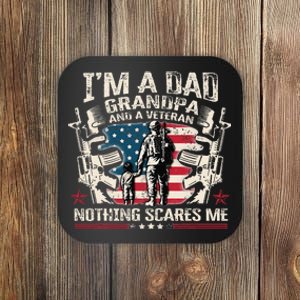 IM A Dad Grandpa And Veteran Fathers Day Veteran Patriotic Coaster