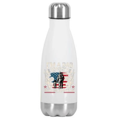 IM A Dad Grandpa And Veteran Fathers Day Veteran Patriotic Stainless Steel Insulated Water Bottle