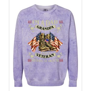 IM A Dad Grandpa And Veteran Funny Retro Papa Grandpa Colorblast Crewneck Sweatshirt