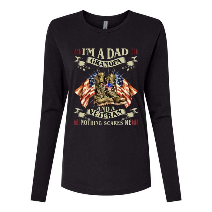 IM A Dad Grandpa And Veteran Funny Retro Papa Grandpa Womens Cotton Relaxed Long Sleeve T-Shirt