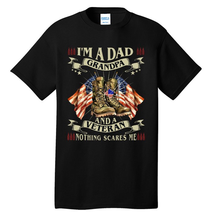 IM A Dad Grandpa And Veteran Funny Retro Papa Grandpa Tall T-Shirt