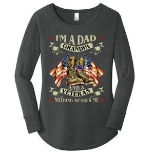 IM A Dad Grandpa And Veteran Funny Retro Papa Grandpa Women's Perfect Tri Tunic Long Sleeve Shirt