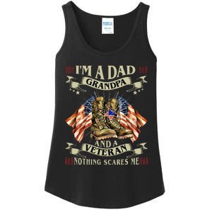 IM A Dad Grandpa And Veteran Funny Retro Papa Grandpa Ladies Essential Tank