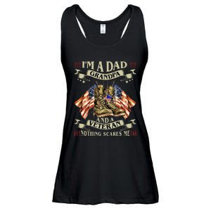 IM A Dad Grandpa And Veteran Funny Retro Papa Grandpa Ladies Essential Flowy Tank