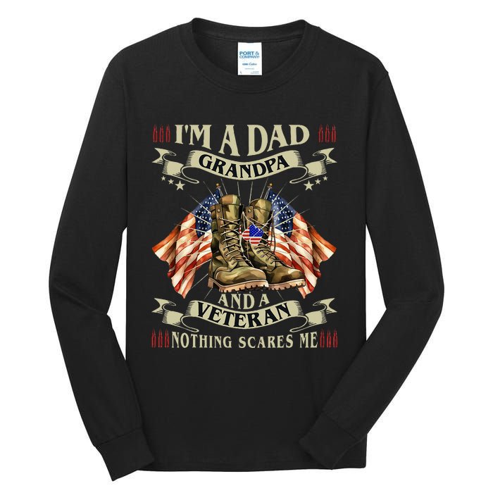 IM A Dad Grandpa And Veteran Funny Retro Papa Grandpa Tall Long Sleeve T-Shirt