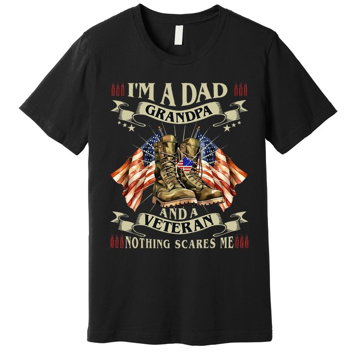 IM A Dad Grandpa And Veteran Funny Retro Papa Grandpa Premium T-Shirt