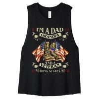 IM A Dad Grandpa And Veteran Funny Retro Papa Grandpa Women's Racerback Cropped Tank