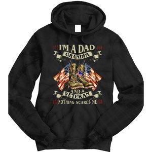 IM A Dad Grandpa And Veteran Funny Retro Papa Grandpa Tie Dye Hoodie