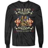 IM A Dad Grandpa And Veteran Funny Retro Papa Grandpa Tie-Dye Long Sleeve Shirt