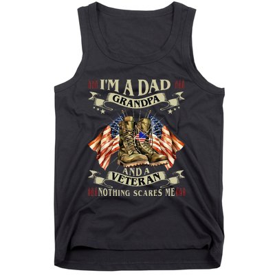 IM A Dad Grandpa And Veteran Funny Retro Papa Grandpa Tank Top