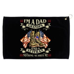 IM A Dad Grandpa And Veteran Funny Retro Papa Grandpa Grommeted Golf Towel