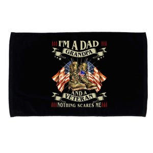 IM A Dad Grandpa And Veteran Funny Retro Papa Grandpa Microfiber Hand Towel