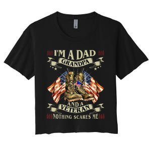 IM A Dad Grandpa And Veteran Funny Retro Papa Grandpa Women's Crop Top Tee