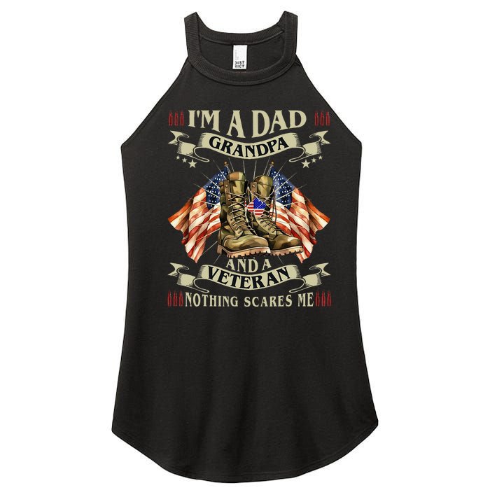 IM A Dad Grandpa And Veteran Funny Retro Papa Grandpa Women's Perfect Tri Rocker Tank