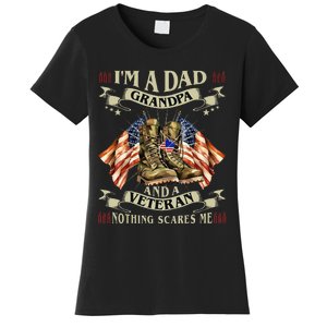 IM A Dad Grandpa And Veteran Funny Retro Papa Grandpa Women's T-Shirt