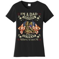 IM A Dad Grandpa And Veteran Funny Retro Papa Grandpa Women's T-Shirt