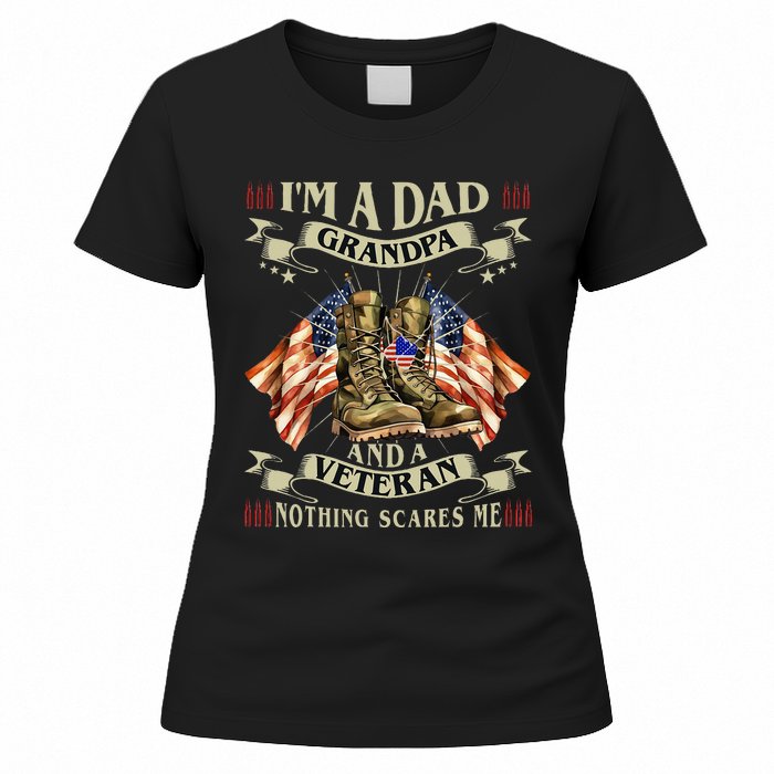 IM A Dad Grandpa And Veteran Funny Retro Papa Grandpa Women's T-Shirt