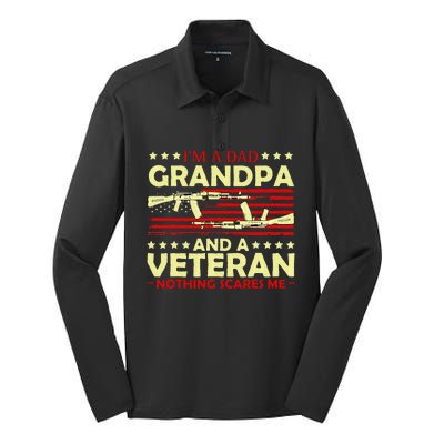 Im A Dad Grandpa And Veteran Nothing Scares Me Fathers Day Silk Touch Performance Long Sleeve Polo