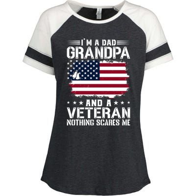 IM A Dad Grandpa And A Veteran Nothing Scares Me Enza Ladies Jersey Colorblock Tee