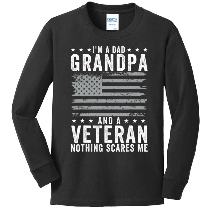 Im A Dad Grandpa And Veteran Fathers Day Papa Grandpa Kids Long Sleeve Shirt